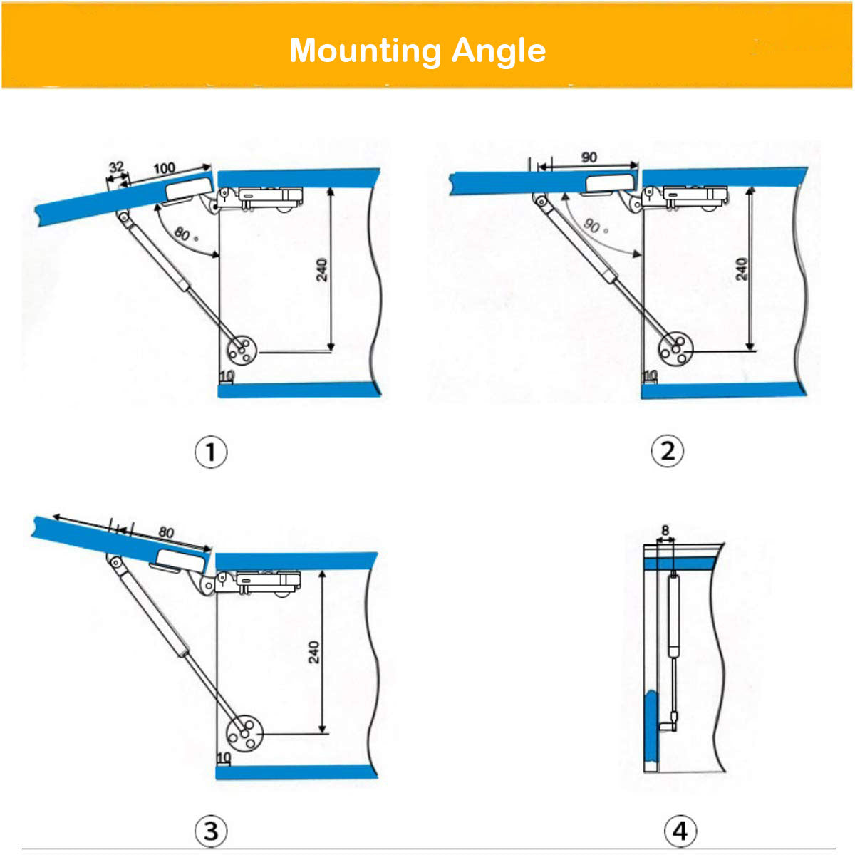 2-pcs-100n-cabinet-door-hydraulic-hinge-metal-head-lift-support-soft-close-buffer-telescopic www.mallsonline.com.au