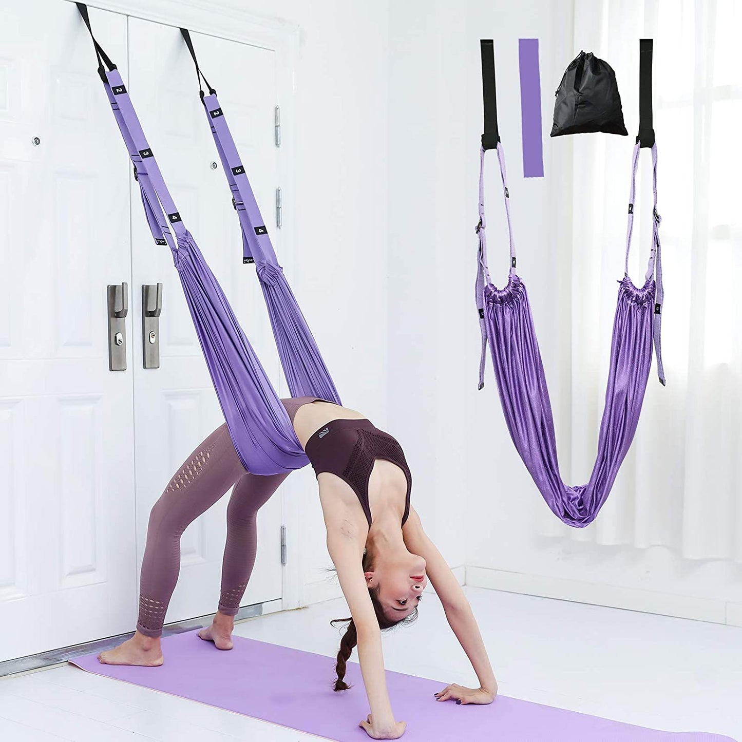 purple-fitness-yoga-strap-band-waist-trainer-leg-door-swing-adjustable-ballet-dancer www.mallsonline.com.au