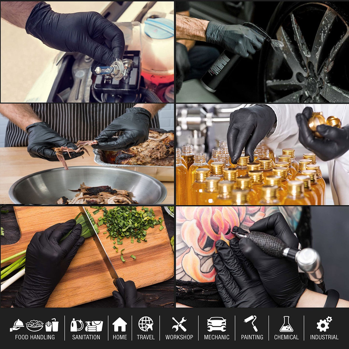 100x-nitrile-black-industrial-mechanic-tattoo-food-disposable-gloves-medium at www.mallsonline.com.au