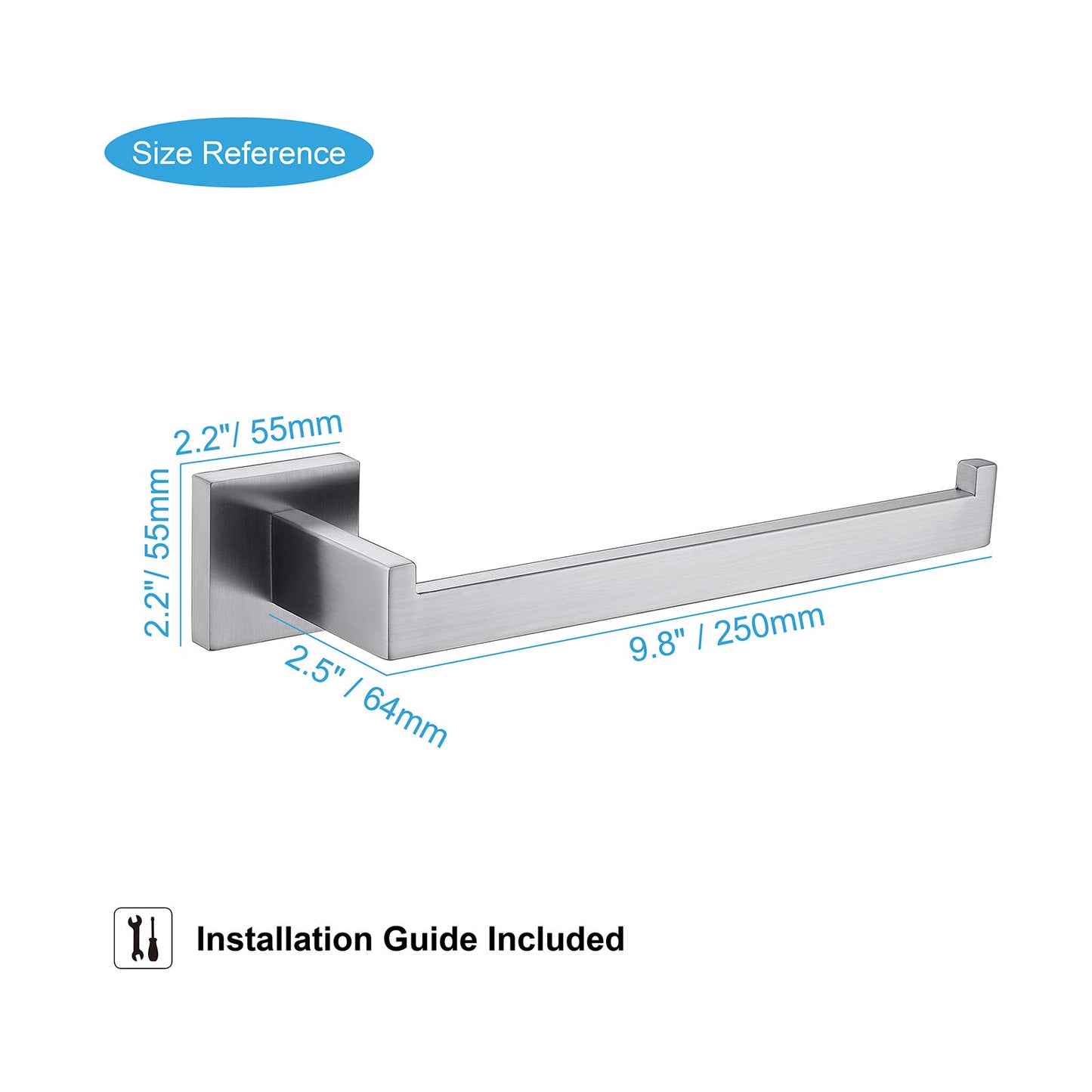 square-hand-towel-holder-ring-wall-mounted-modern-towel-bar-bathroom-kitchen at www.mallsonline.com.au
