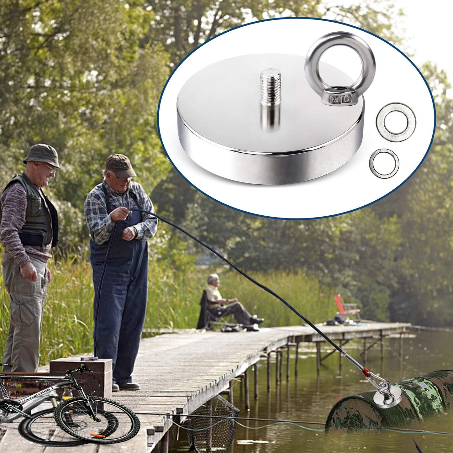 salvage-340kg-recovery-magnet-hook-countersunk-hole-eyebolt-treasure-hunting-fishing www.mallsonline.com.au