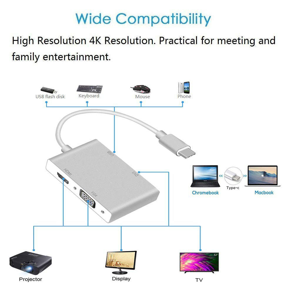 4in1-usb-3-1-type-c-hub-to-hdmi-video-adapter-4k-male-to-female-converter at www.mallsonline.com.au