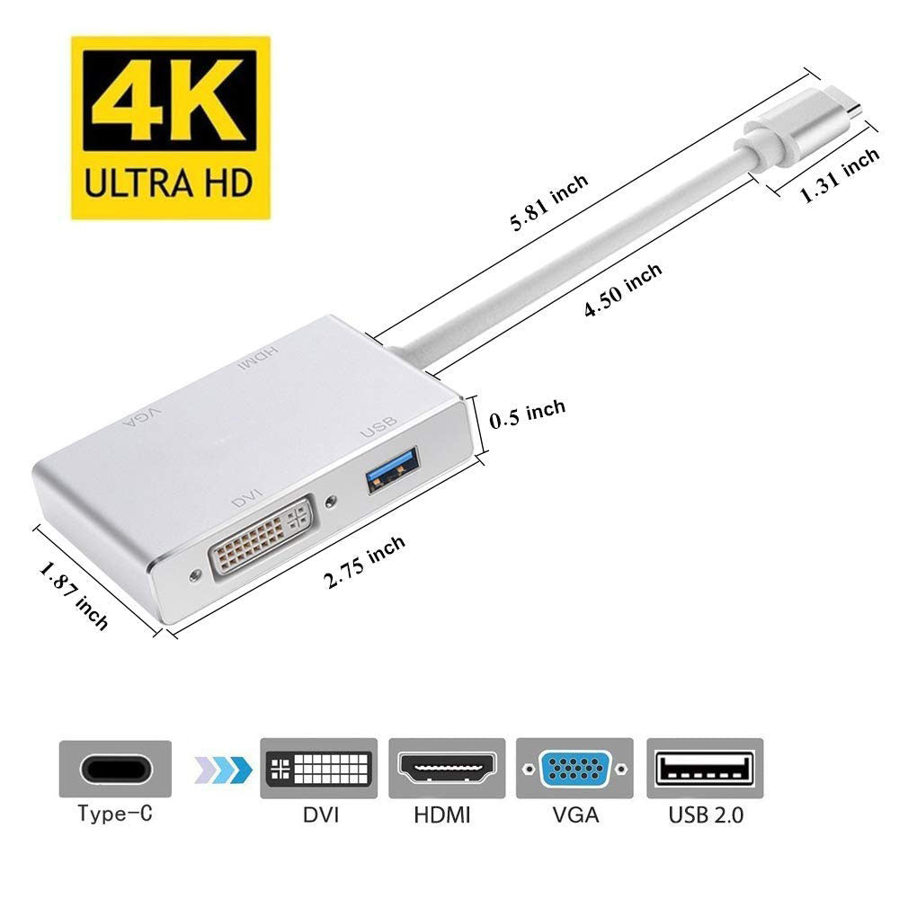 4in1-usb-3-1-type-c-hub-to-hdmi-video-adapter-4k-male-to-female-converter at www.mallsonline.com.au