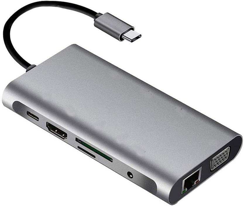 usb-hub-c-10-in-1-type-c-adapter-dock-3-usb-3-0-port-4k-hdmi-1080p-vga-rj45-ethernet at www.mallsonline.com.au