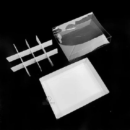 10-pack-of-white-card-chocolate-sweet-soap-product-reatail-gift-box-12-bay-4x4x3cm-compartments-clear-slide-on-lid-16x12x3cm www.mallsonline.com.au