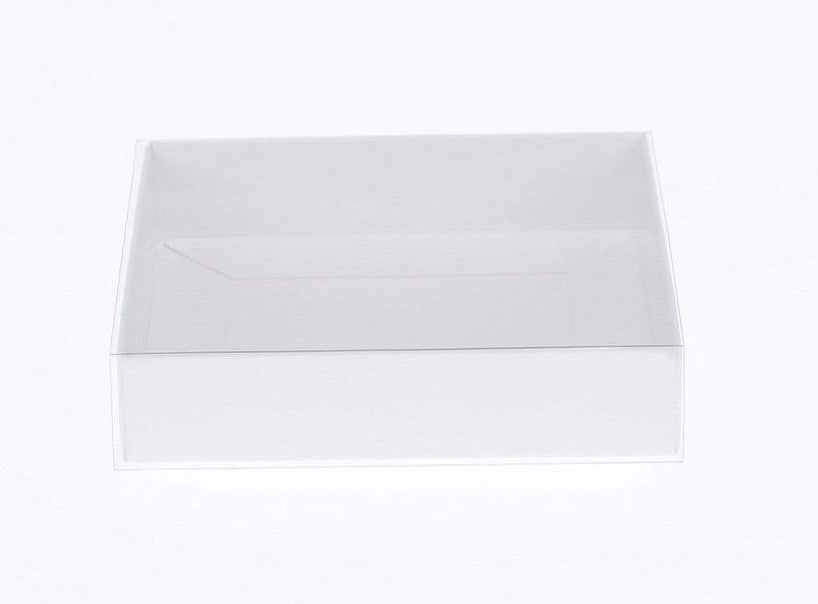 10-pack-of-white-card-box-clear-slide-on-lid-25-x-25-x-6cm-large-beauty-product-gift-giving-hamper-tray-merch-fashion-cake-sweets-xmas at www.mallsonline.com.au