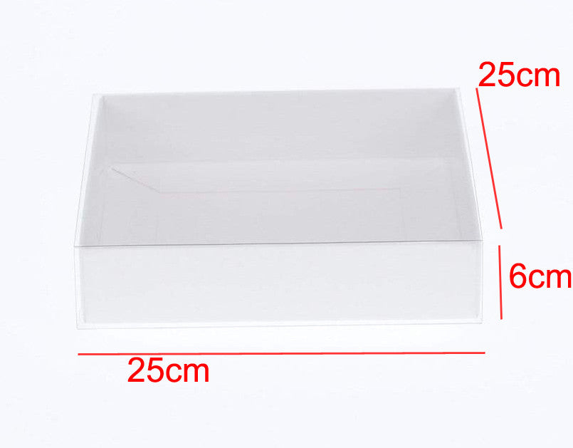 10-pack-of-white-card-box-clear-slide-on-lid-25-x-25-x-6cm-large-beauty-product-gift-giving-hamper-tray-merch-fashion-cake-sweets-xmas at www.mallsonline.com.au
