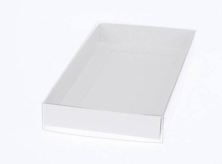 10-pack-of-white-card-box-clear-slide-on-lid-25-x-25-x-6cm-large-beauty-product-gift-giving-hamper-tray-merch-fashion-cake-sweets-xmas at www.mallsonline.com.au