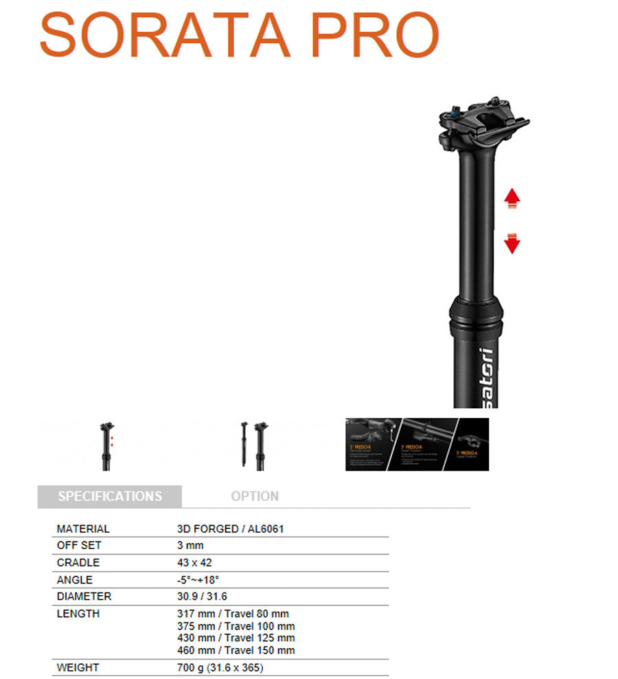 satori-sorata-pro-mtb-mountain-bike-adjustable-seatpost-internal-cable-30-9-diameter-125mm-travel at www.mallsonline.com.au