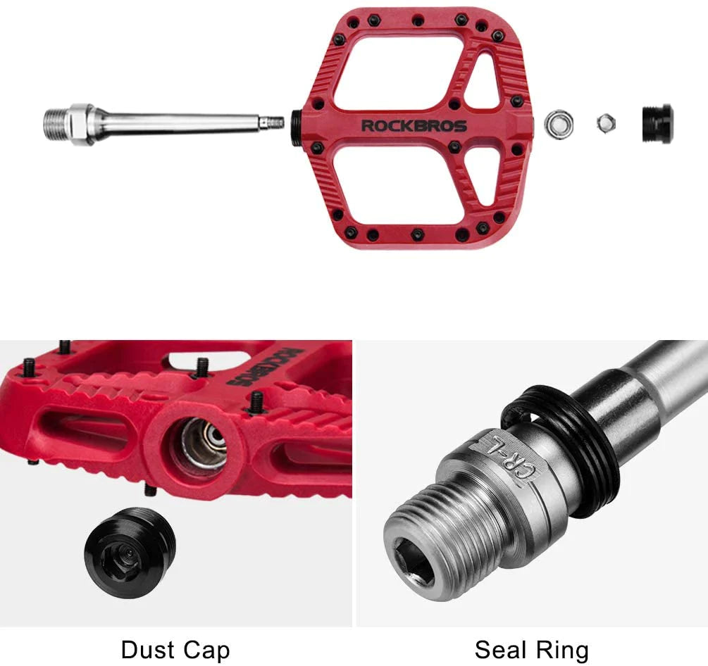 extra-large-mtb-flat-pedal-orange-nylon-composite-208g-stud-pin-grips-red-rockbros www.mallsonline.com.au