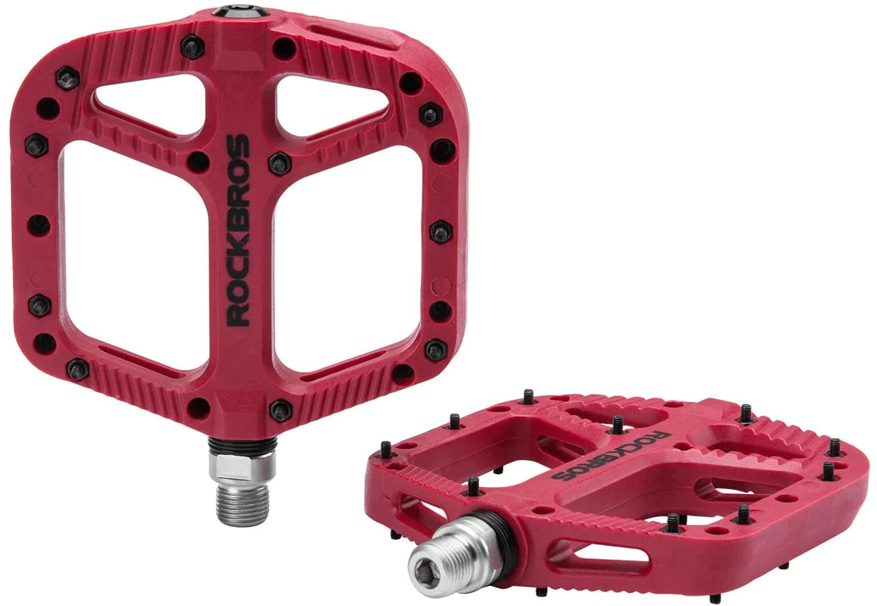 extra-large-mtb-flat-pedal-orange-nylon-composite-208g-stud-pin-grips-red-rockbros www.mallsonline.com.au