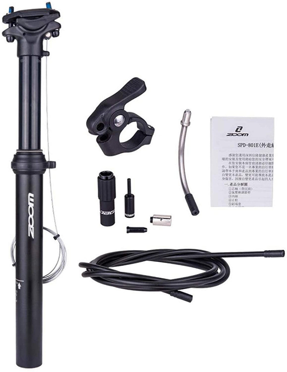 zoom-spd-801-dropper-seatpost-adjustable-height-via-thumb-remote-lever-external-cable-30-9-diameter-100mm-travel www.mallsonline.com.au