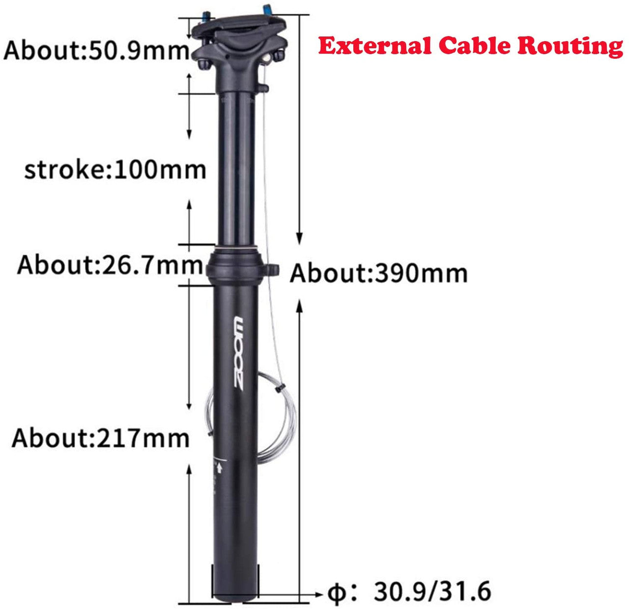 zoom-spd-801-dropper-seatpost-adjustable-height-via-thumb-remote-lever-external-cable-30-9-diameter-100mm-travel www.mallsonline.com.au