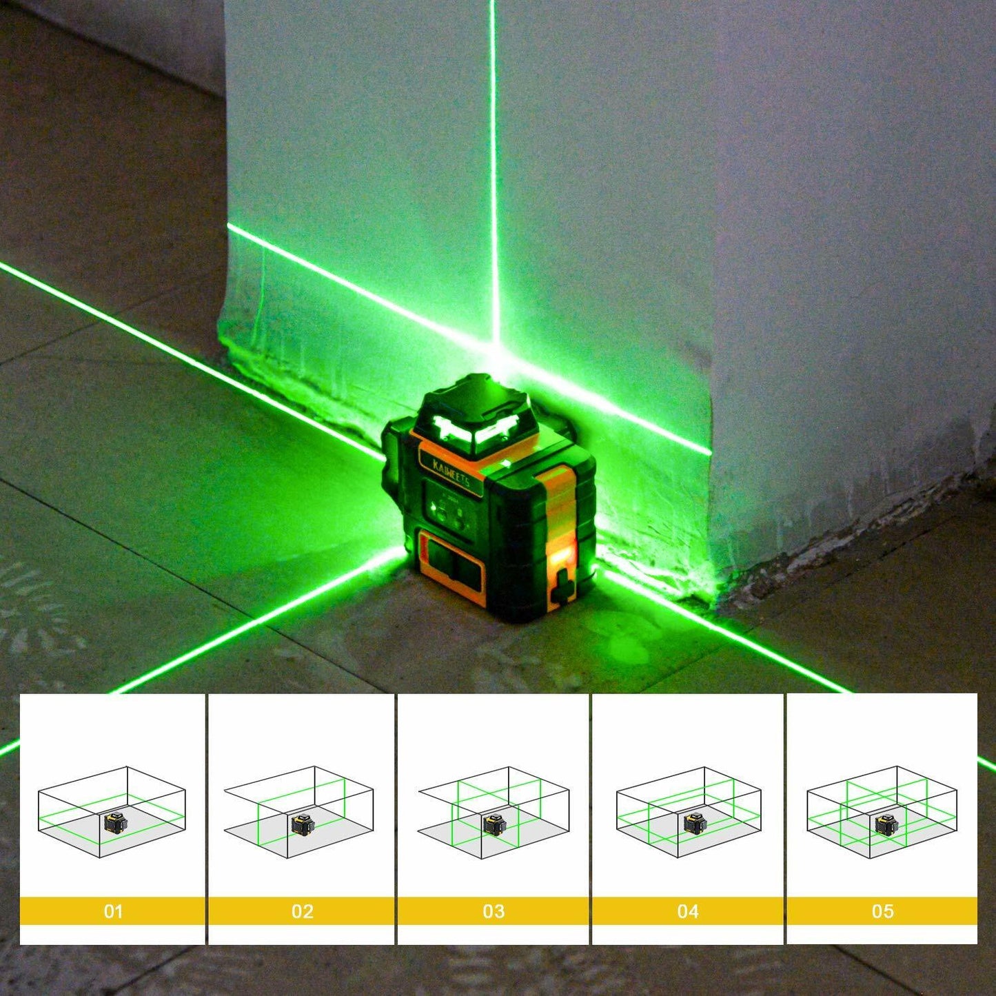 kaiweets-kt360a-green-laser-level-3-x-360-rotary-self-leveling-with-2-rechargeable-battery www.mallsonline.com.au