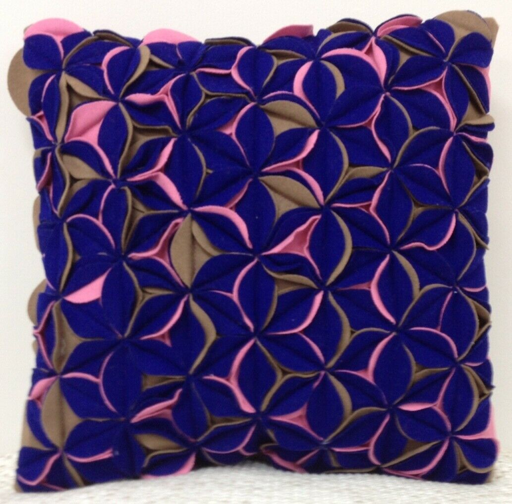 amelie-royal-blue-pink-felt-petals-cushion-cover www.mallsonline.com.au