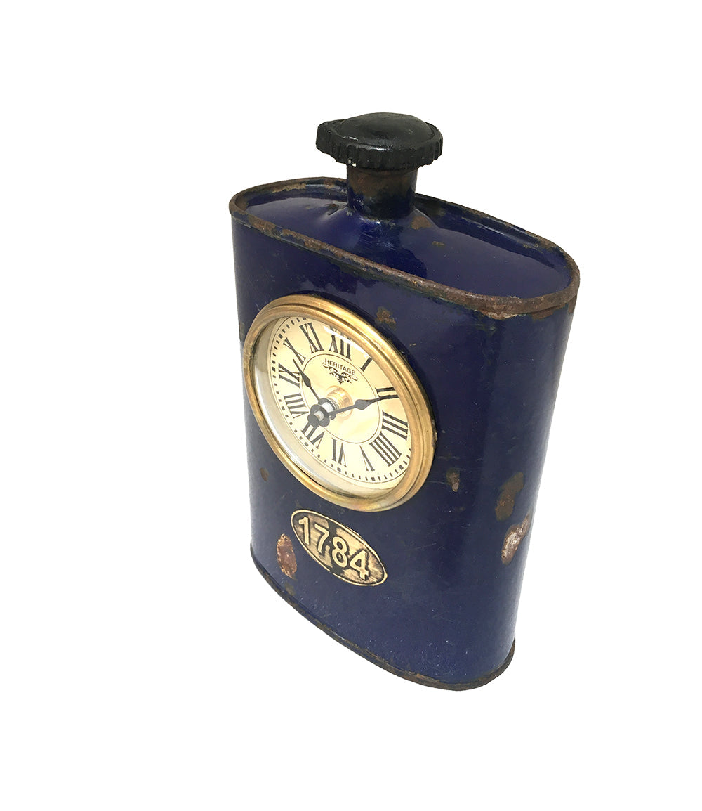 table-clock-old-iron-drinking-flask www.mallsonline.com.au