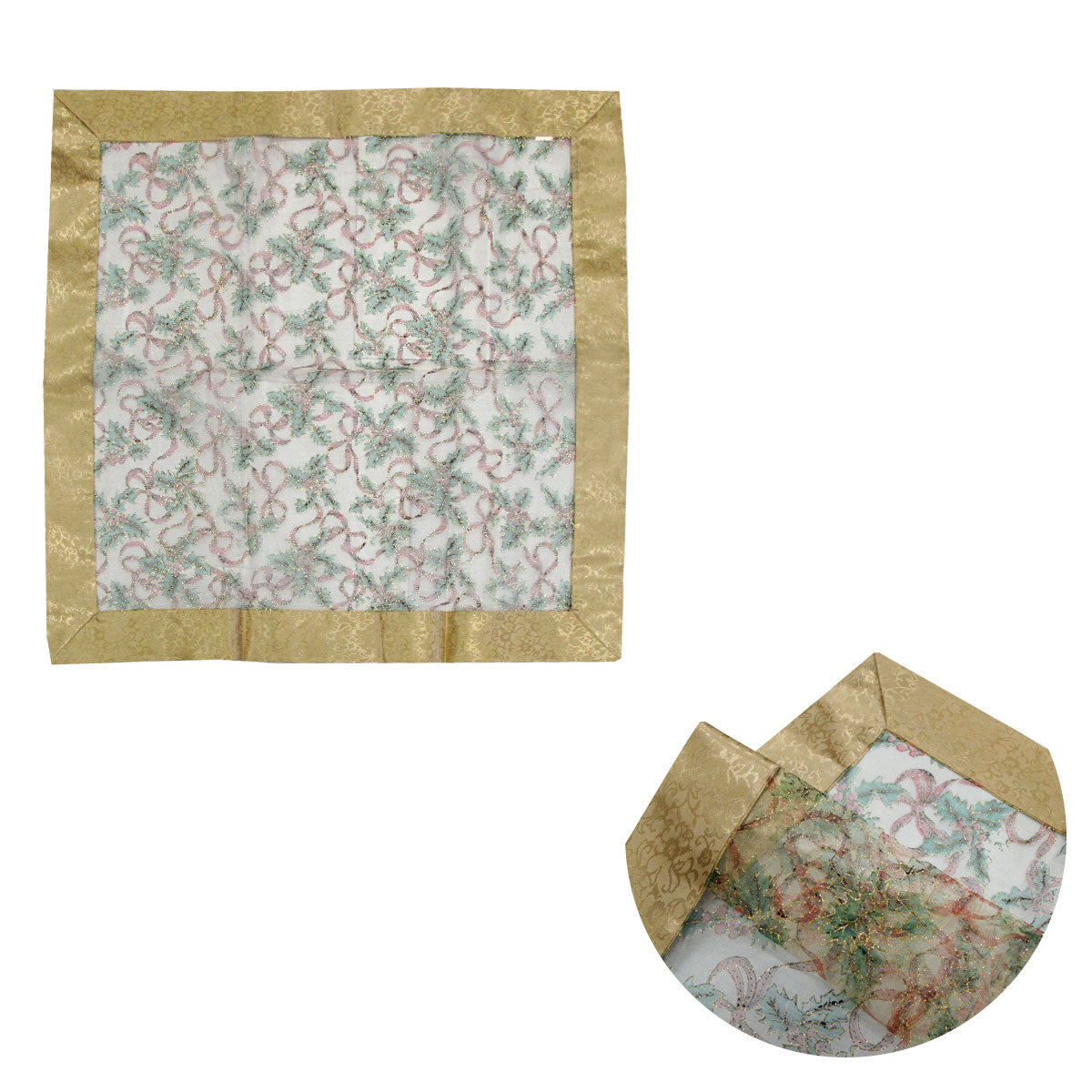 christmas-gold-bows-sheer-organza-glitter-table-cloth-topper-90-x-90-cm www.mallsonline.com.au