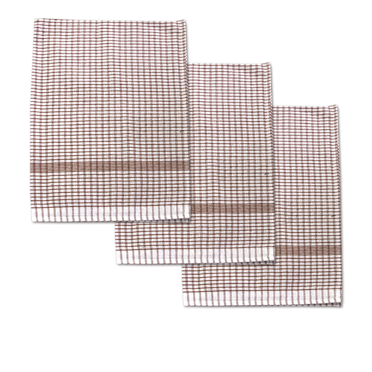 set-of-3-jumbo-cotton-checkered-tea-towels-60-x-90-cm-brown www.mallsonline.com.au