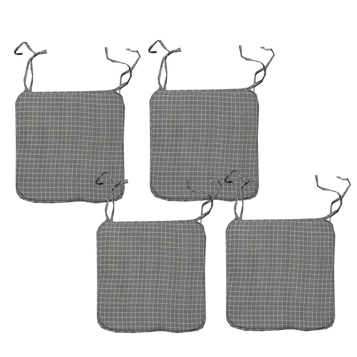 set-of-4-square-chair-pads-with-ties-small-checkered-grey www.mallsonline.com.au