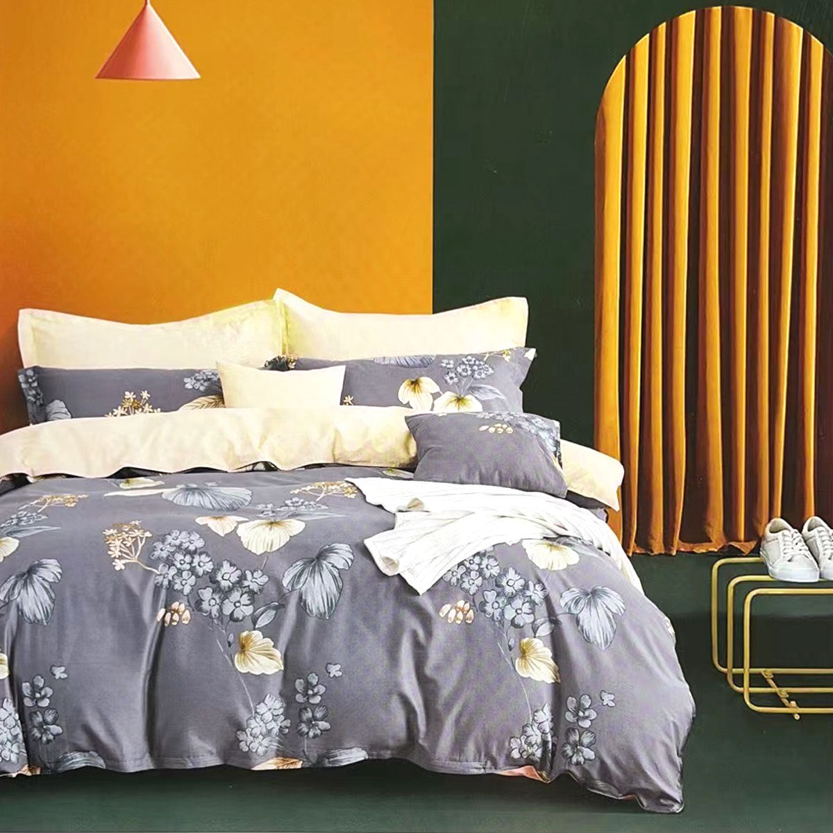 harlo-grey-100-cotton-reversible-quilt-cover-set-king at www.mallsonline.com.au
