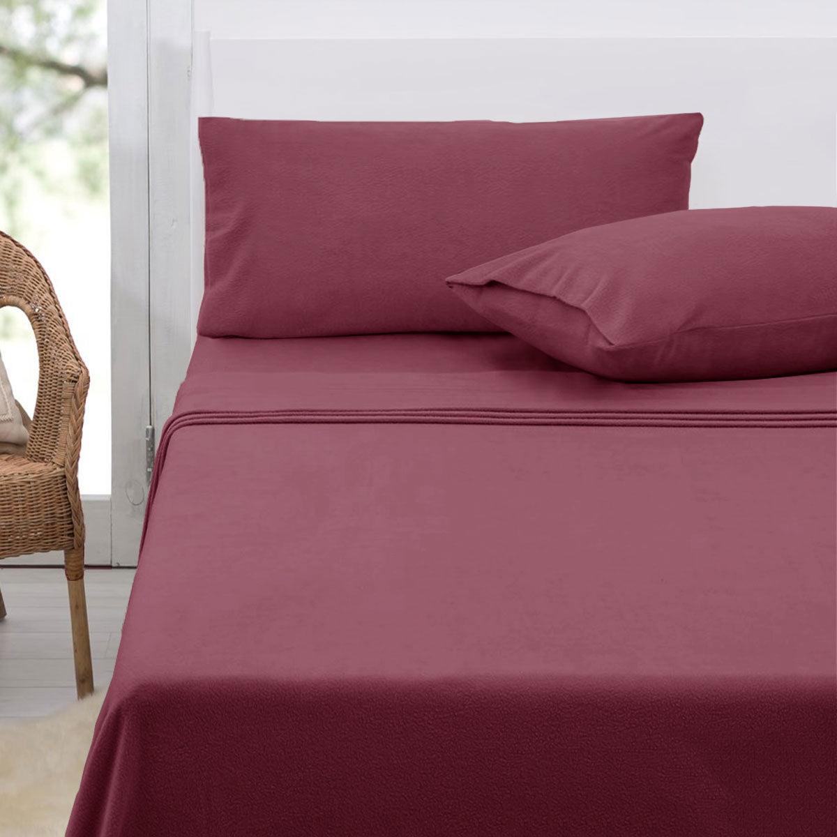 polar-fleece-sheet-set-king-36cm-wall-with-king-pillowcases-rosewood at www.mallsonline.com.au