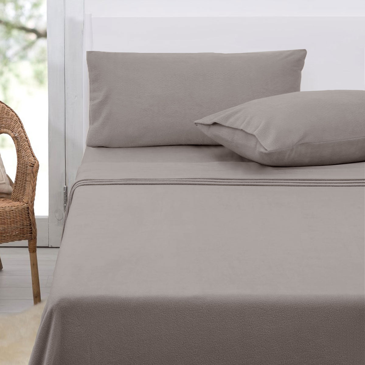 polar-fleece-sheet-set-king-36cm-wall-with-king-pillowcases-taupe at www.mallsonline.com.au