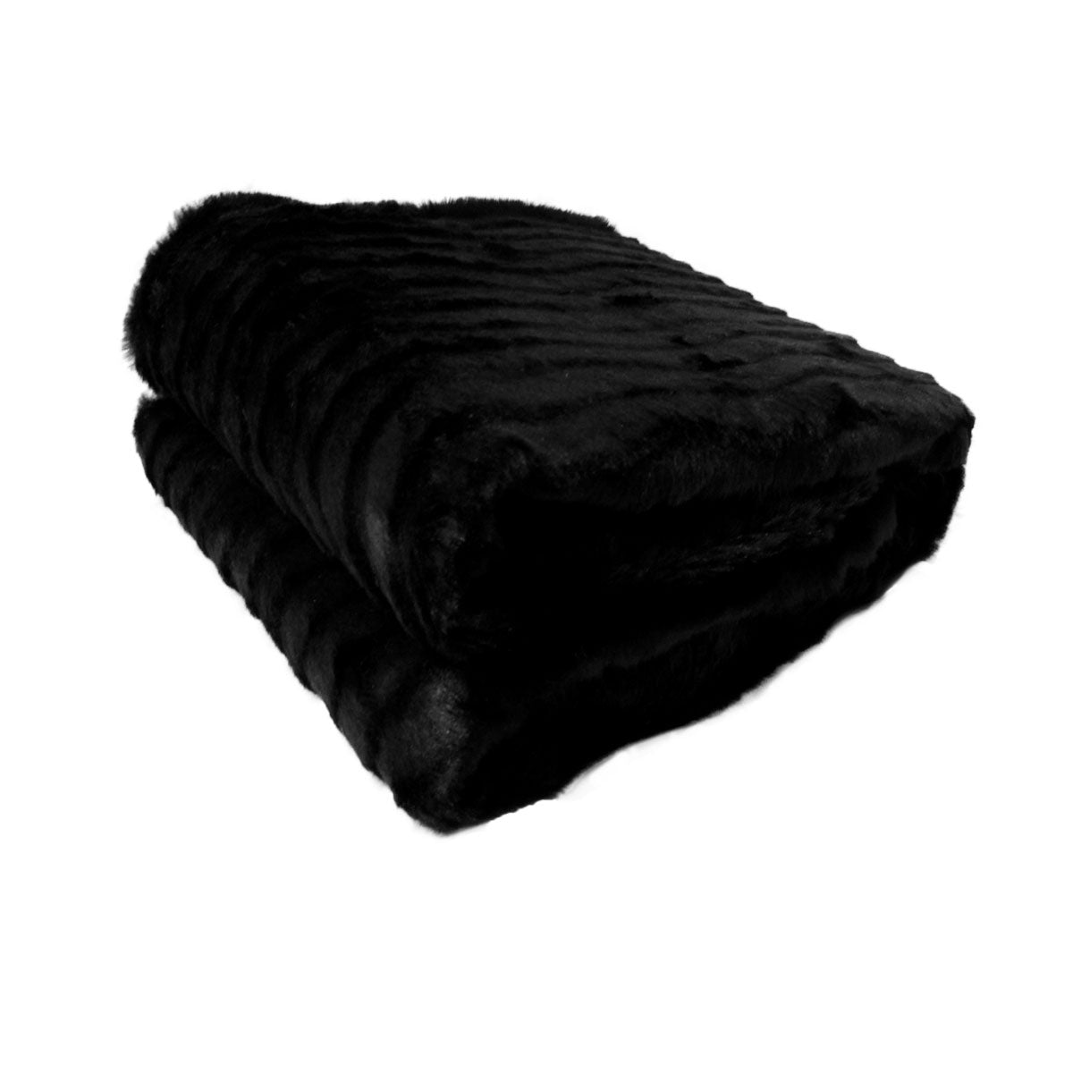 faux-fur-striped-throw-rug-black at www.mallsonline.com.au