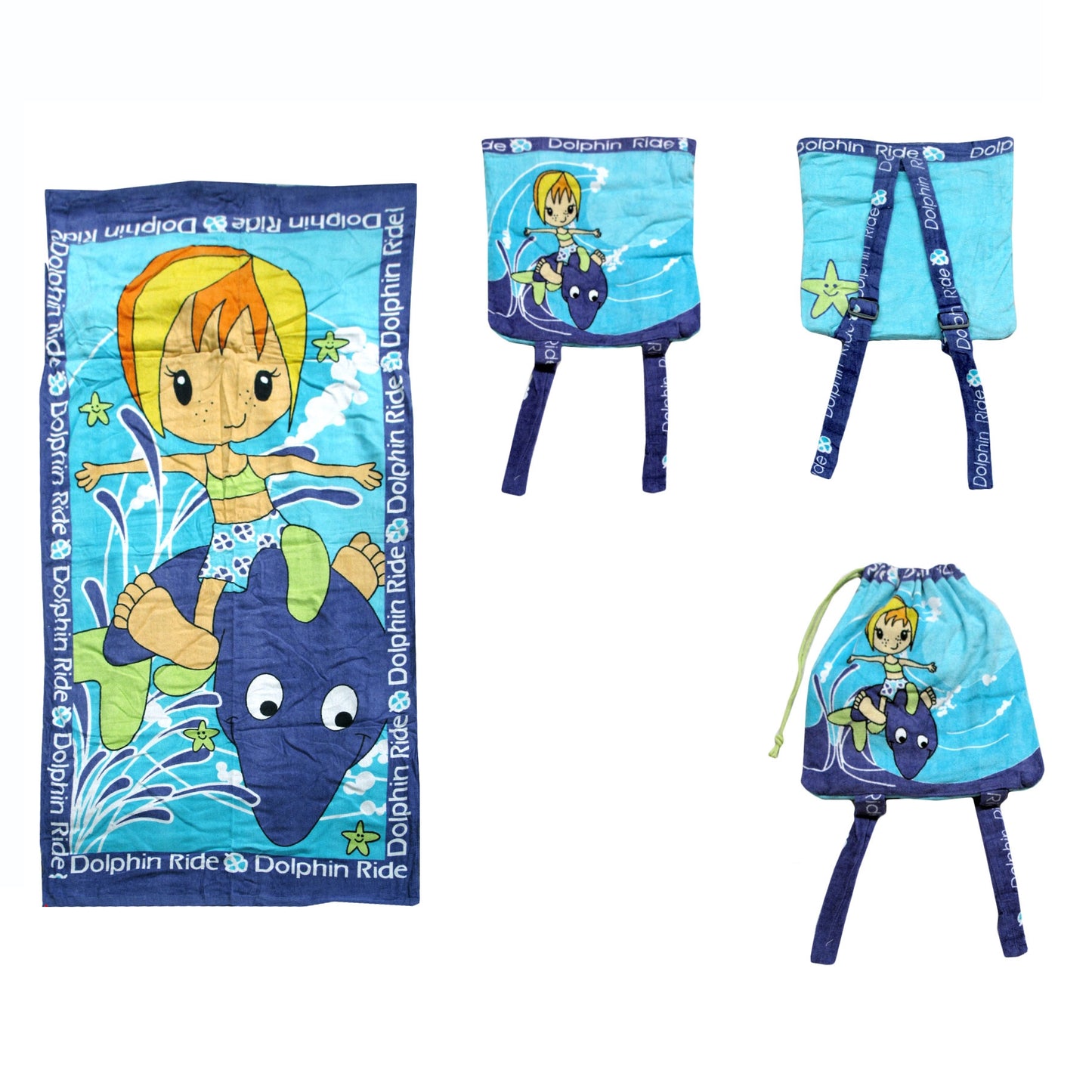 kids-beach-towel-n-bag-dolphin at www.mallsonline.com.au