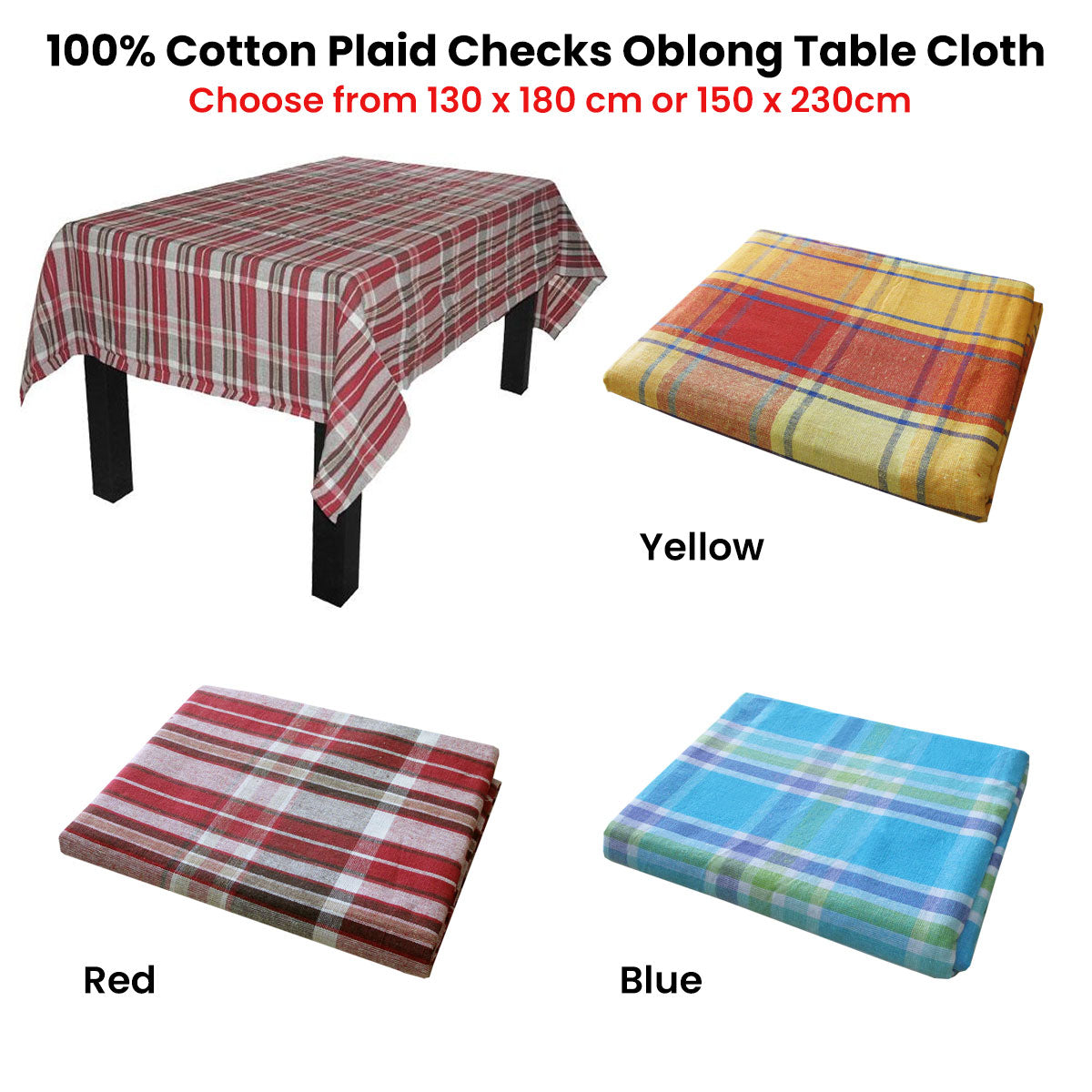 cotton-plaid-checks-oblong-table-cloth-red-130-x-180cm www.mallsonline.com.au
