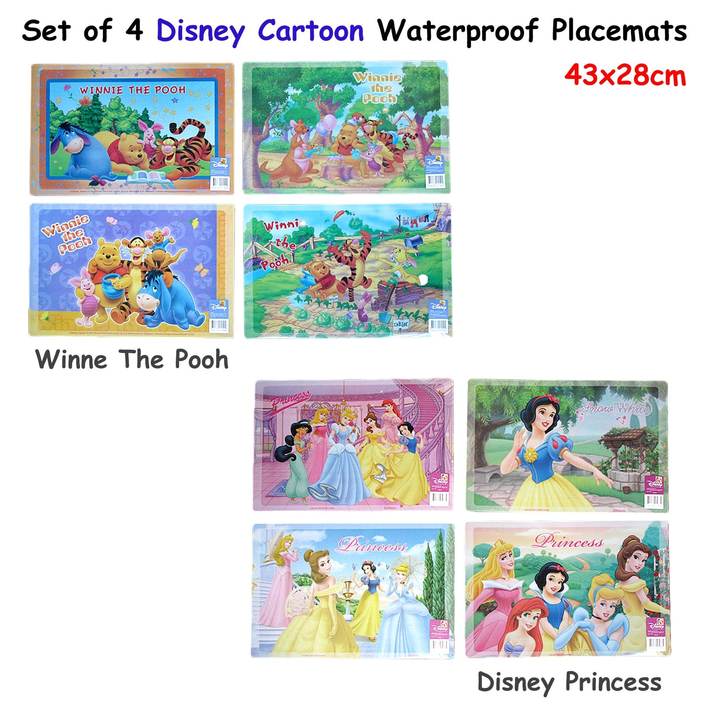 disney-set-of-4-disney-cartoon-waterproof-placemats-princess www.mallsonline.com.au