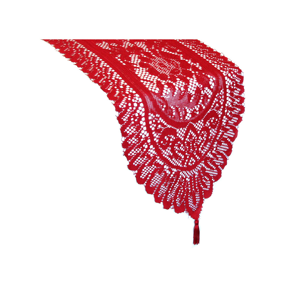 logan-red-lace-table-runner-with-tassle-33-x-180-cm www.mallsonline.com.au