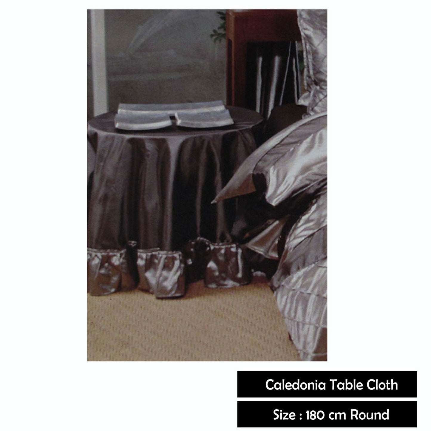 boudoir-caledonia-black-silver-round-tablecloth www.mallsonline.com.au