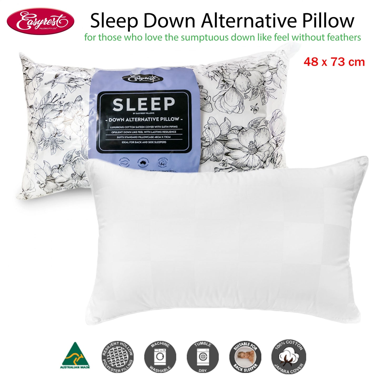 easyrest-sleep-down-alternative-standard-pillow-suits-back-sleeper at www.mallsonline.com.au