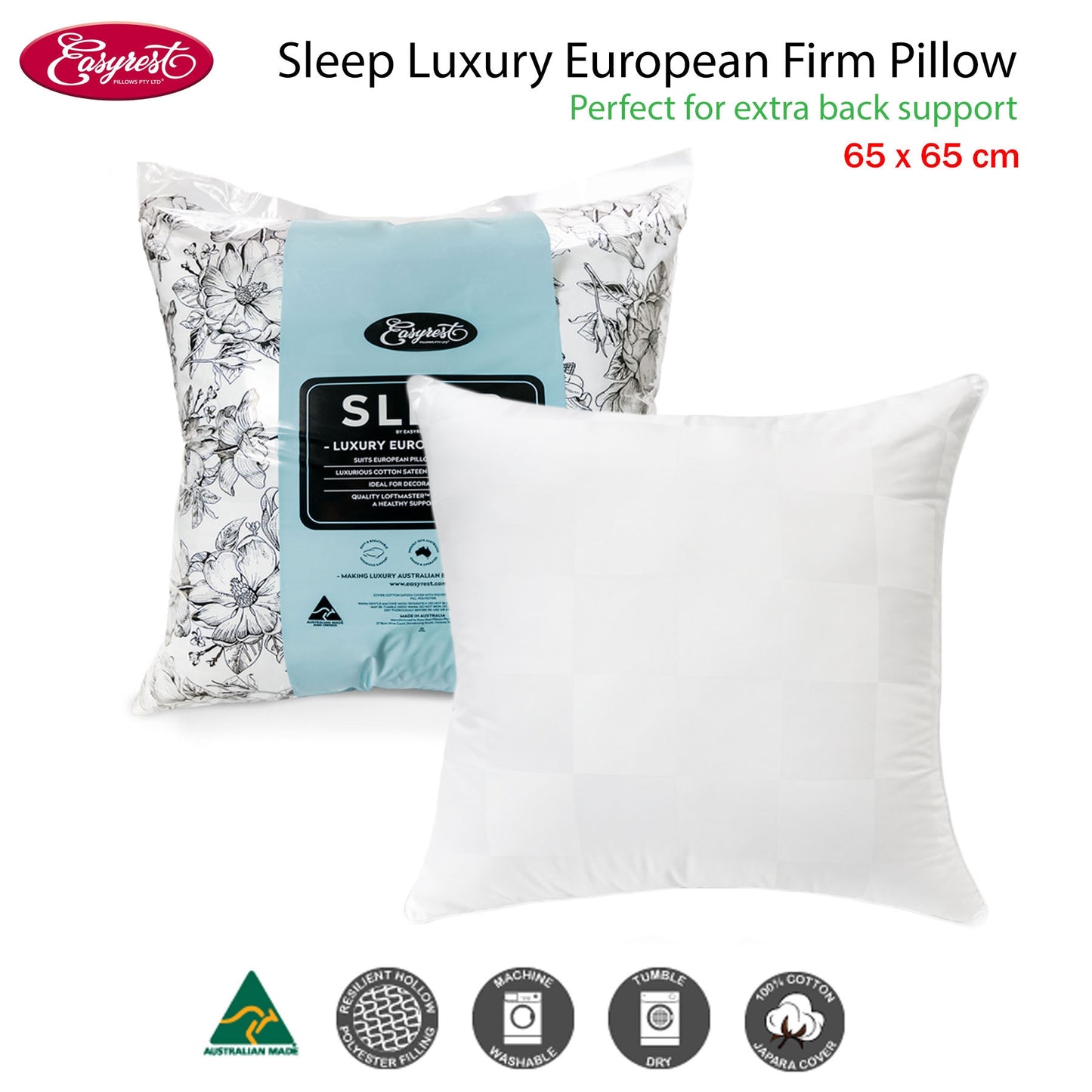 easyrest-sleep-luxury-european-firm-pillow at www.mallsonline.com.au