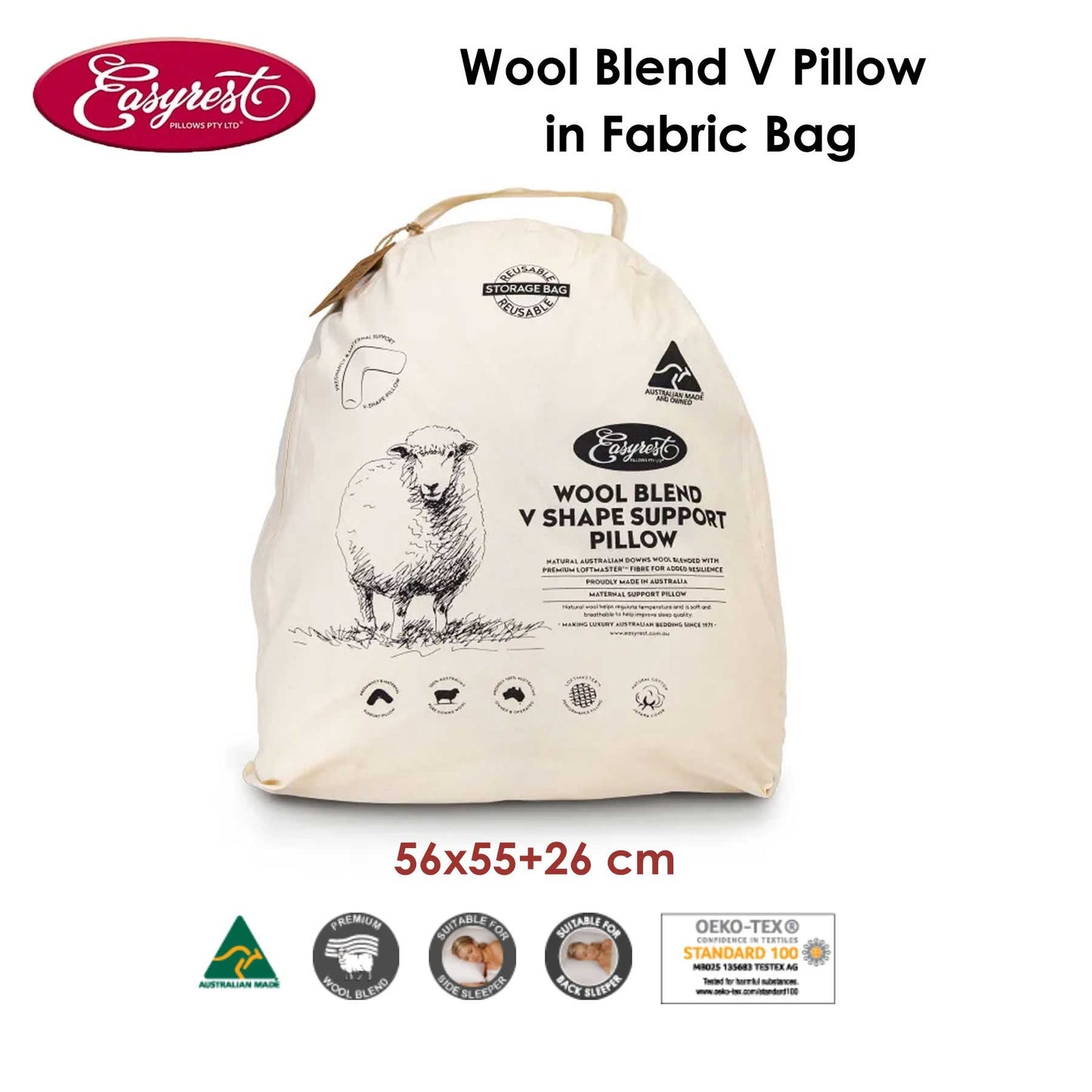easyrest-wool-blend-v-pillow-in-fabric-bag at www.mallsonline.com.au