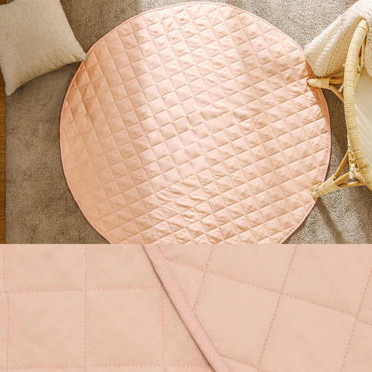 little-gem-round-linen-cotton-baby-play-mat-peach-130cm-diameter www.mallsonline.com.au