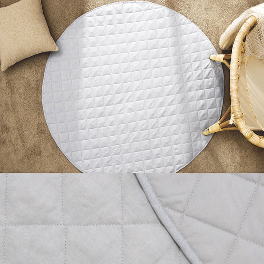 little-gem-round-linen-cotton-baby-play-mat-silver-130cm-diameter www.mallsonline.com.au