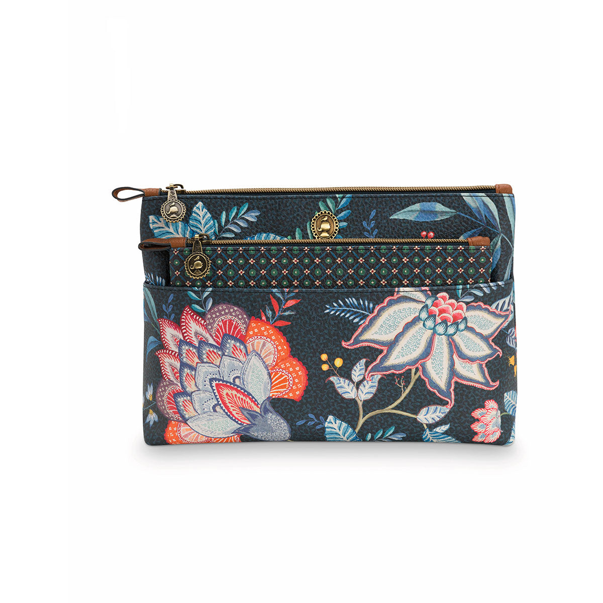 pip-studio-combi-flower-festival-dark-blue-cosmetic-bag www.mallsonline.com.au