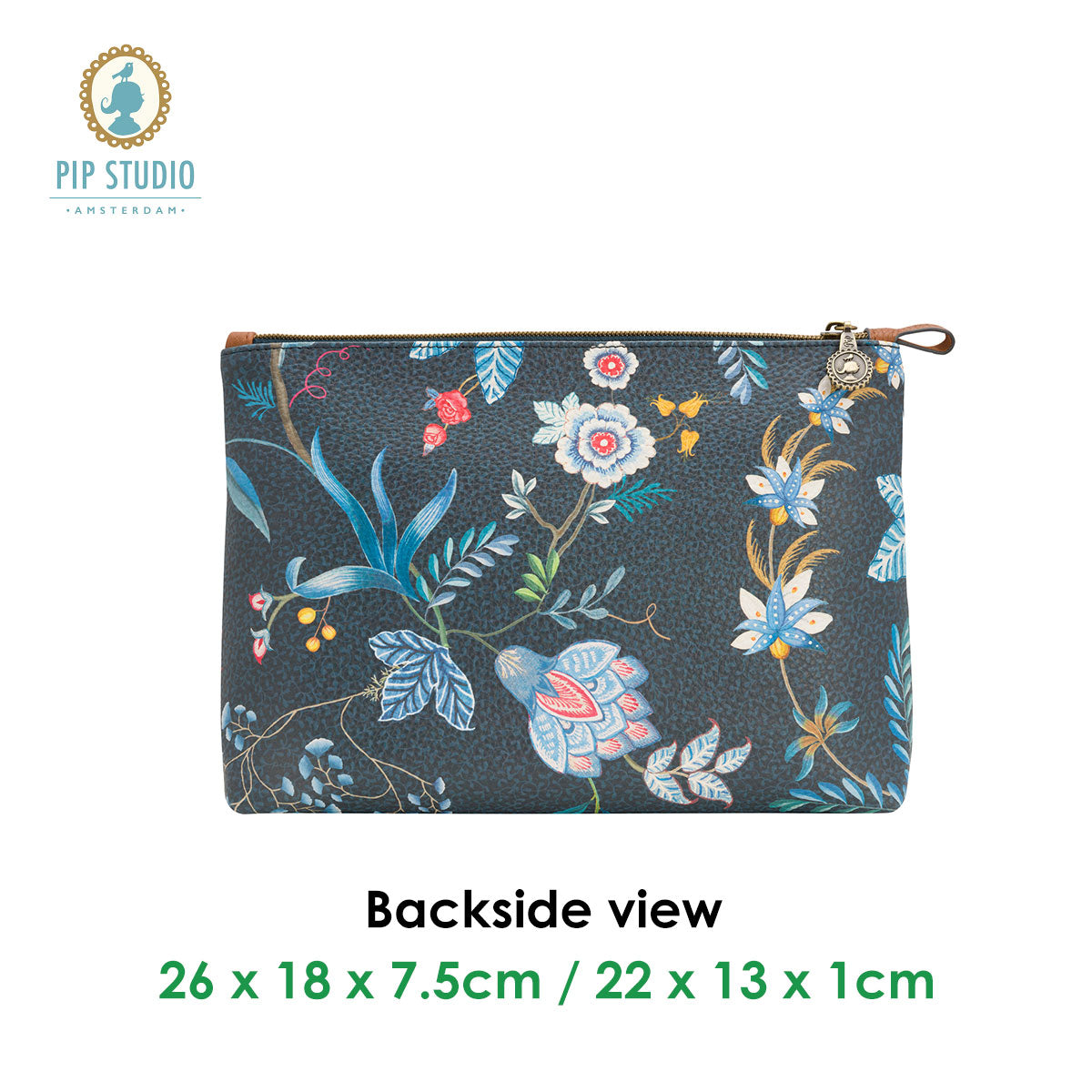 pip-studio-combi-flower-festival-dark-blue-cosmetic-bag www.mallsonline.com.au