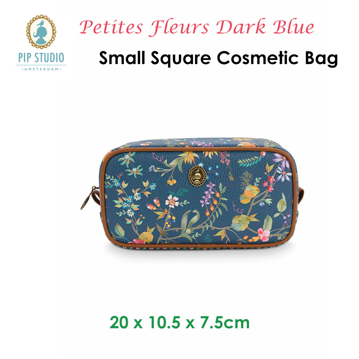 pip-studio-petites-fleurs-dark-blue-small-square-cosmetic-bag www.mallsonline.com.au