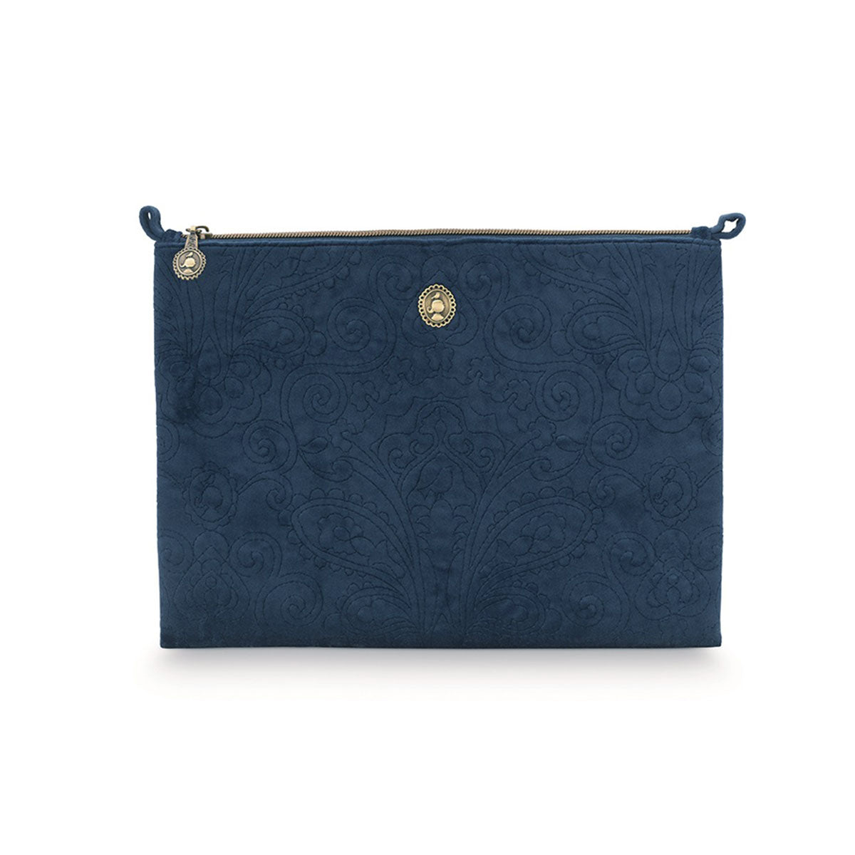 pip-studio-velvet-quilted-dark-blue-large-cosmetic-flat-pouch www.mallsonline.com.au