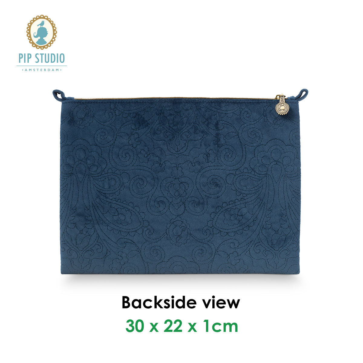 pip-studio-velvet-quilted-dark-blue-large-cosmetic-flat-pouch www.mallsonline.com.au