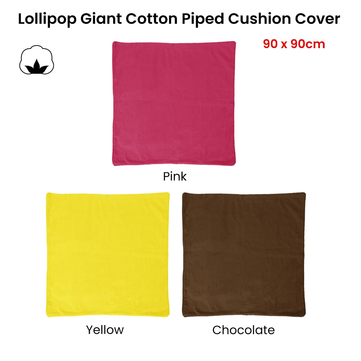 idc-homewares-lollipop-extra-large-cotton-piped-square-cushion-cover-90-x-90-cm-yellow at www.mallsonline.com.au