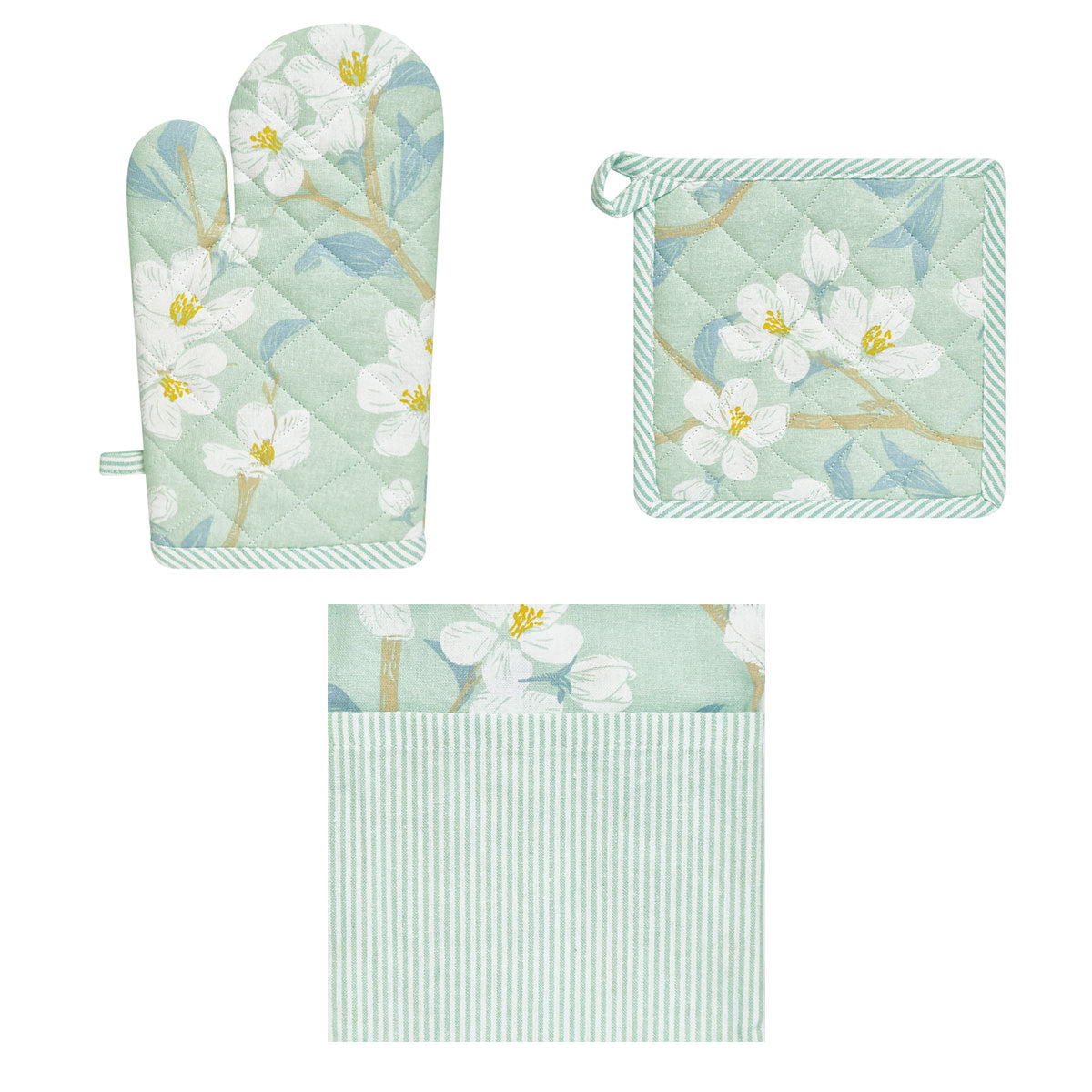 set-of-3-renee-cotton-cover-kitchen-textile-mint-green www.mallsonline.com.au