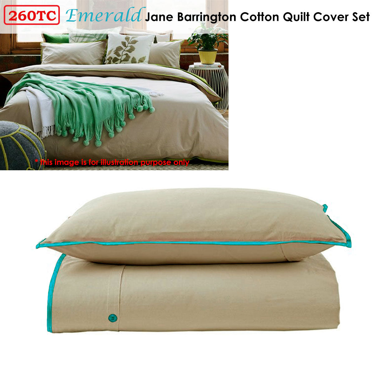 jane-barrington-cotton-quilt-cover-set-taupe-emerald-single at www.mallsonline.com.au