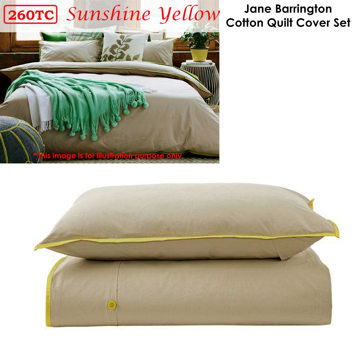 jane-barrington-cotton-quilt-cover-set-taupe-sunshine-yellow-queen at www.mallsonline.com.au