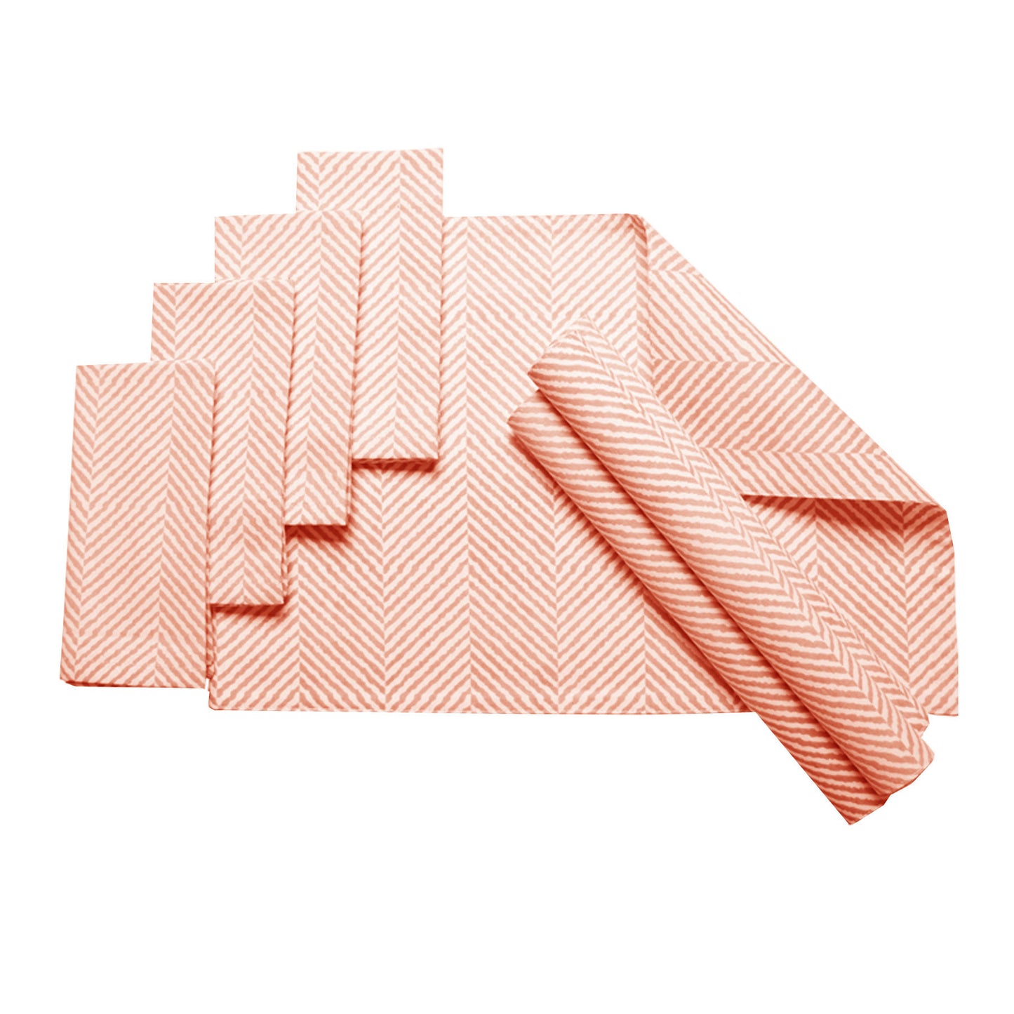j-elliot-home-set-of-8-cotton-napery-set-herringbone-coral www.mallsonline.com.au