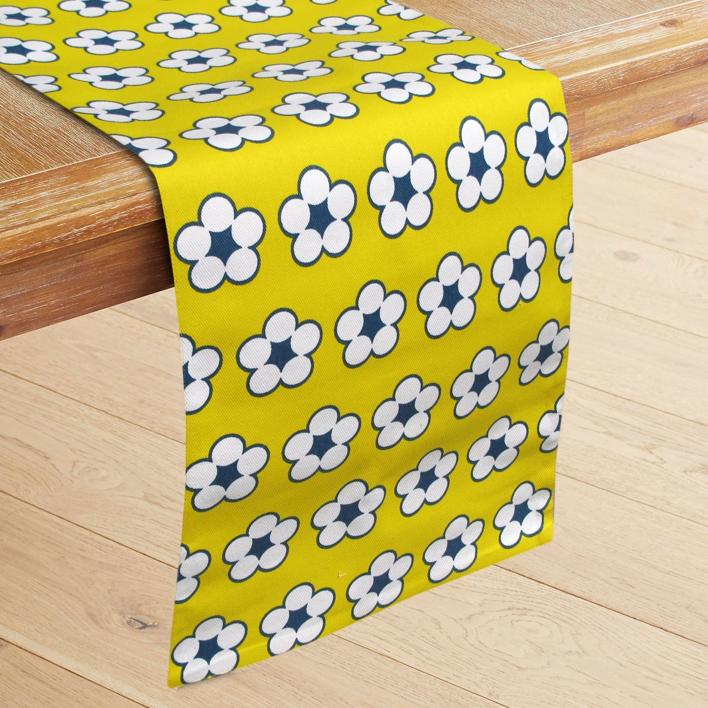 idc-homewares-100-cotton-printed-table-runner-cotton-bud-yellow www.mallsonline.com.au