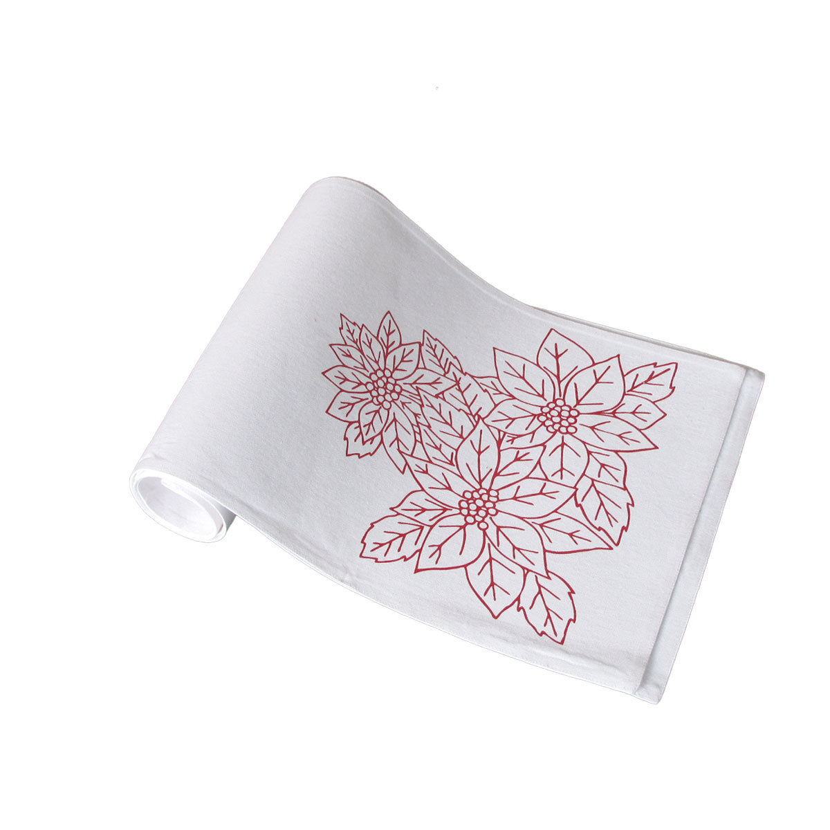 christmas-print-white-table-runner-33-x-180cm-poinsettia www.mallsonline.com.au