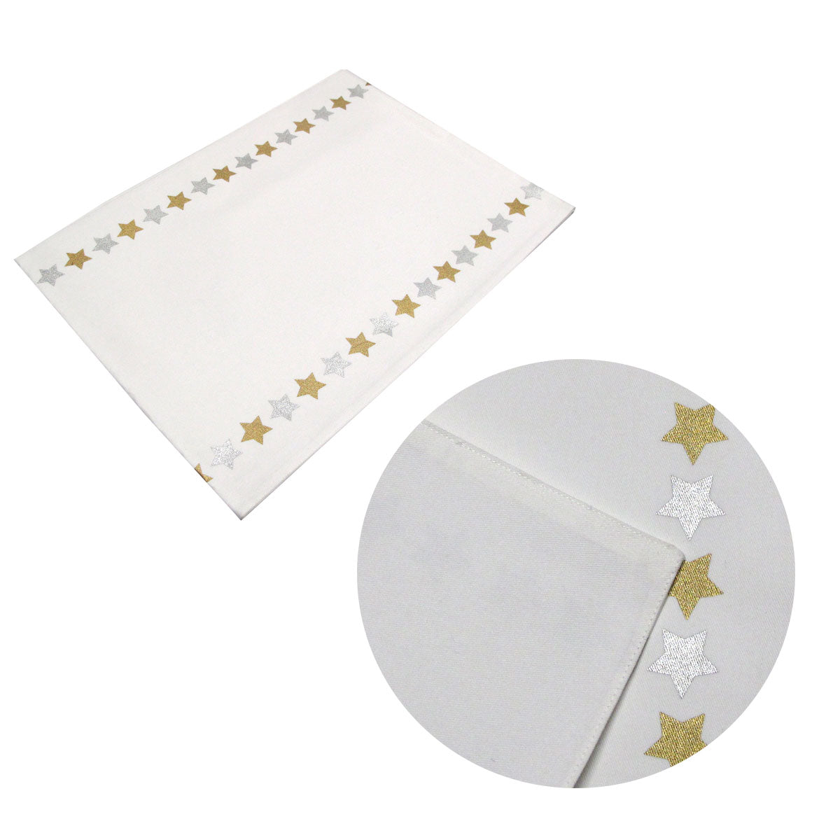 silver-gold-stars-cotton-metallic-print-table-runner-33-x-180-cm www.mallsonline.com.au